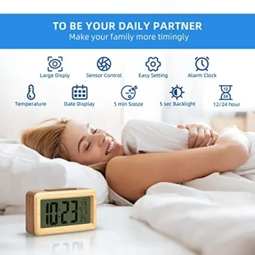 Battery Operated Wooden Alarm Clock for Bedrooms