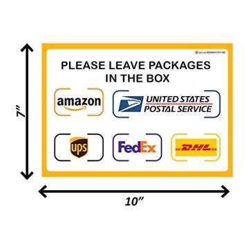 IGNIXIA Pack of 02 Package Delivery Sign Decals, Delivery Instructions for Amazon, Fedex, DHL, Ups, Usps Sign 10 x 7 inches Self Adhesive Sticker with Glossy Lamination