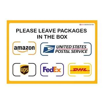 IGNIXIA Pack of 02 Package Delivery Sign Decals, Delivery Instructions for Amazon, Fedex, DHL, Ups, Usps Sign 10 x 7 inches Self Adhesive Sticker with Glossy Lamination