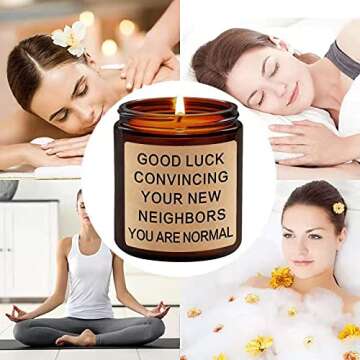 Funny Housewarming Presents, SUVEUS Fruity Scented Candles, House Warming Presents for New House, Funny Presents for Friends, Highly Scented Long Lasting Natural Soy Jar Candle (7oz)