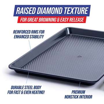 Blue Diamond Bakeware Diamond Infused Ceramic Nonstick, 13" x 9" Quarter Cookie Sheet Baking Pan, Dishwasher and Freezer Safe, PFAS-Free, Blue