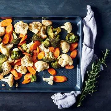 Blue Diamond Bakeware Diamond Infused Ceramic Nonstick, 13" x 9" Quarter Cookie Sheet Baking Pan, Dishwasher and Freezer Safe, PFAS-Free, Blue