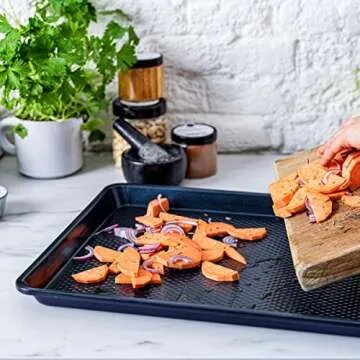 Blue Diamond Bakeware Diamond Infused Ceramic Nonstick, 13" x 9" Quarter Cookie Sheet Baking Pan, Dishwasher and Freezer Safe, PFAS-Free, Blue