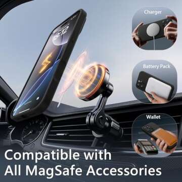 FlyReal Magnetic for iPhone 16 Pro Case, Compatible with MagSafe, [Integrated Silicone Camera Control Button] [Camera Protection] + Screen Protectors, Microfiber Lining Case 6.3", Black