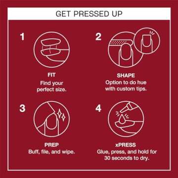 OPI xPRESS/ON Big Apple Red | Classic Red Short Round Press On Nails | With Nail Glue | Long Lasting, Reusable, Non-damaging