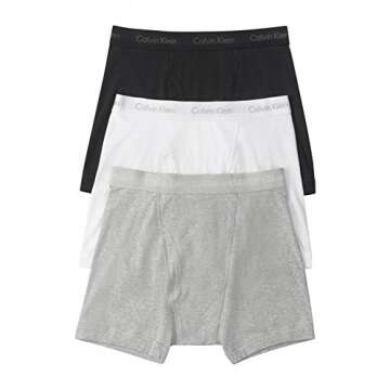 Calvin Klein Men's Underwear Cotton Classics 3 Pack Boxer Briefs,White/Black/Grey,Medium