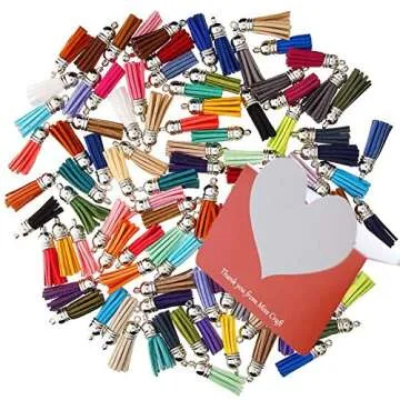 MSCFTFB 100 Pieces 1.5inch Mini Tassels Faux Suede Mala Tassel Kit for Earring Necklace Jewelry Making Garland Keychain Dreamcatcher Charms DIY Crafts (Gold)