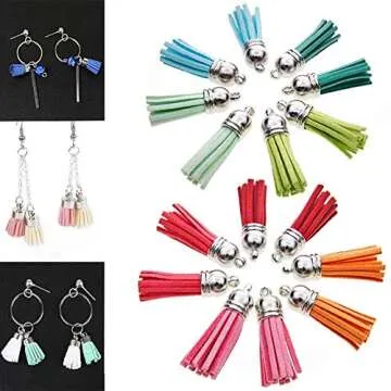 MSCFTFB 100 Pieces 1.5inch Mini Tassels Faux Suede Mala Tassel Kit for Earring Necklace Jewelry Making Garland Keychain Dreamcatcher Charms DIY Crafts (Gold)