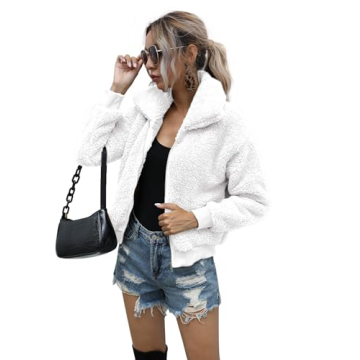Chic AKEWEI Women Thick Fuzzy Jacket for Winter Wear