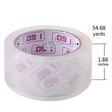 I GO Clear Packing Tape, Packaging Tape Refills for Shipping Moving Box Mailing Storage Sealing, 1.88" Width x 54.68 yd. Length, 2.95" Core, Clear, 2.64 mils/0.067 mm Thick (18 Rolls per Pack)