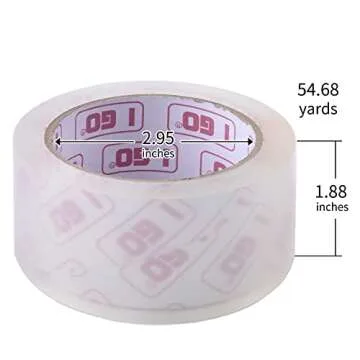 I GO Clear Packing Tape, Packaging Tape Refills for Shipping Moving Box Mailing Storage Sealing, 1.88" Width x 54.68 yd. Length, 2.95" Core, Clear, 2.64 mils/0.067 mm Thick (18 Rolls per Pack)