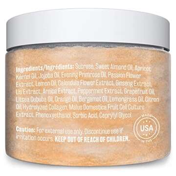 Brown Sugar Scrub Face Foot & Body Exfoliator Infused with Collagen and Stem Cell Exfoliating Salt Body Scrub for Toning Skin Cellulite Skin Care by M3 Naturals