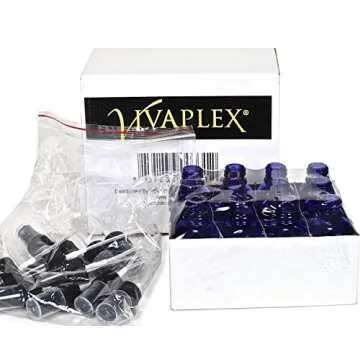 Vivaplex 2 oz Glass Bottles, with Black Fine Mist Sprayers, Cobalt Blue, 12-Count