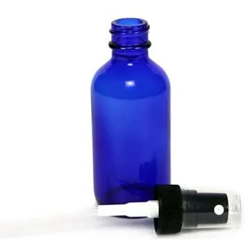 Vivaplex 2 oz Glass Bottles, with Black Fine Mist Sprayers, Cobalt Blue, 12-Count