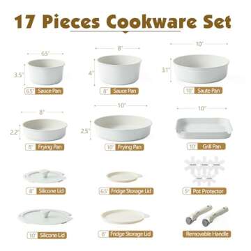 SENSARTE 17 Piece Pots and Pans Set, Nonstick Detachable Handle Cookware, Induction Kitchen Cookware...