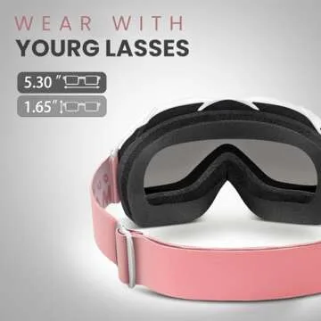 OutdoorMaster OTG Ski Goggles - Over Glasses Ski/Snowboard Goggles for Men, Women & Youth - 100% UV Protection (White Frame + VLT 11.5% Grey Lens)