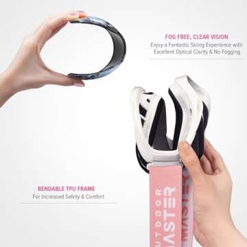 OutdoorMaster OTG Ski Goggles - Over Glasses Ski/Snowboard Goggles for Men, Women & Youth - 100% UV Protection (White Frame + VLT 11.5% Grey Lens)