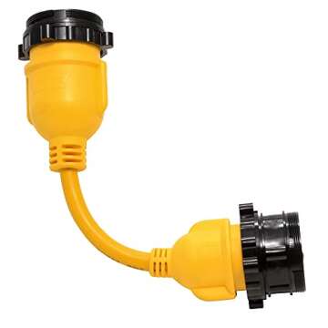 Camco PowerGrip 12" Electrical Adapter - 30 Amp Male Locking End to 50 Amp Female Locking End (55615)