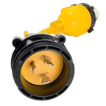 Camco PowerGrip 12" Electrical Adapter - 30 Amp Male Locking End to 50 Amp Female Locking End (55615)