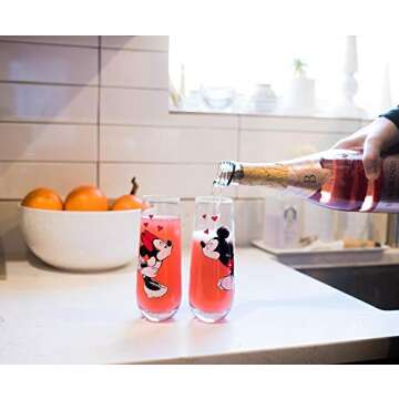 Exclusive Mickey and Minnie Mouse Kiss Hearts 2-Pack Stemless Fluted Glassware Set | Disney Kitchen ...