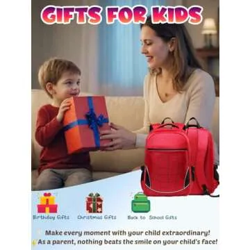 BLUEFAIRY Kids Backpack for Boys Kindergarten Primary School Bags Elementary Preschool Bookbags Back to School Gifts Large Campartments Mochilas para Escolares Niños 17" Red