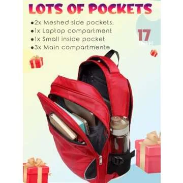 BLUEFAIRY Kids Backpack for Boys Kindergarten Primary School Bags Elementary Preschool Bookbags Back to School Gifts Large Campartments Mochilas para Escolares Niños 17" Red