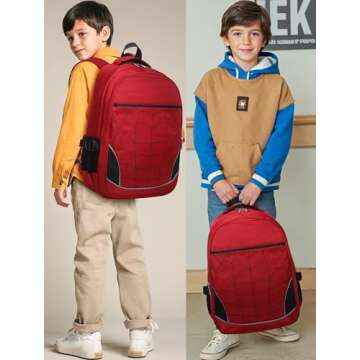 BLUEFAIRY Kids Backpack for Boys Kindergarten Primary School Bags Elementary Preschool Bookbags Back to School Gifts Large Campartments Mochilas para Escolares Niños 17" Red