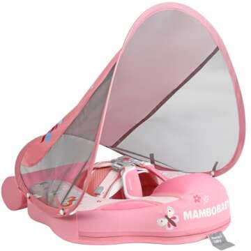 Mambobaby Float with Canopy Size Improved Non Inflatable Infant Baby Pool Float Smart Mambo Float Sw...