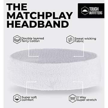 Running Headbands for Men and Women - Athletic Sweatband - Terry Cloth Bands for Basketball, Tennis, Football, Gym, Running, Cosplay & Costumes