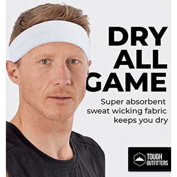 Running Headbands for Men and Women - Athletic Sweatband - Terry Cloth Bands for Basketball, Tennis, Football, Gym, Running, Cosplay & Costumes