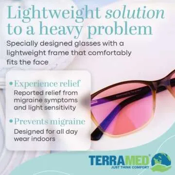 Terramed Just Think Comfort Migraine Glasses Fl-41 | Unisex Glasses for Migraine and Light Sensitivity Relief | UV Protection and Photophobia Eye Strain