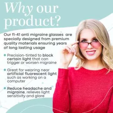 Terramed Just Think Comfort Migraine Glasses Fl-41 | Unisex Glasses for Migraine and Light Sensitivity Relief | UV Protection and Photophobia Eye Strain