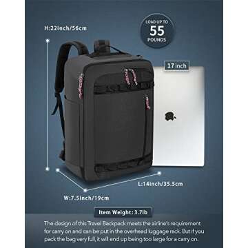 TRAILKICKER Travel Backpack Flight Approved Carry On Backpack Water Resistant Weekender Bag (Grey)