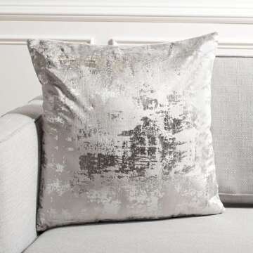 SAFAVIEH Edmee Metallic Throw Pillow, Light Grey/Silver