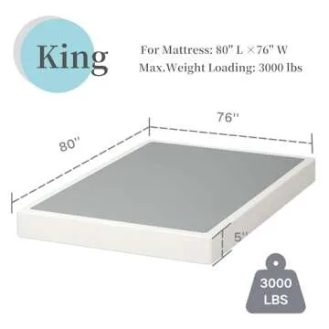 Aardhen King Box Spring 5 Inch High Profile Strong Metal Frame Mattress Foundation, Quiet Noise-Free...
