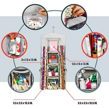 Regal Bazaar Double-Sided Hanging Gift Bag and Gift Wrap Organizer (Light Grey)