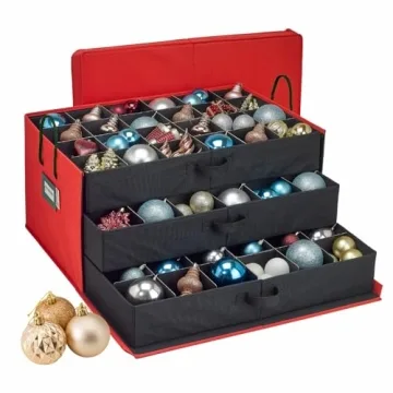 HOLDN’ STORAGE Christmas Ornament Storage Box with Dividers, Holds Up to 72 Ornaments (4 Inches), ...