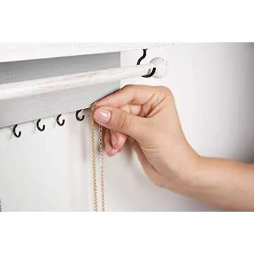 Rustic White Wall-Mount Jewelry Organizer for Stylish Storage