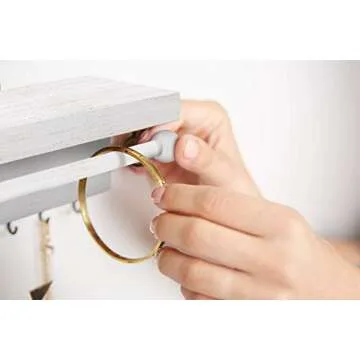 Rustic White Wall-Mount Jewelry Organizer for Stylish Storage