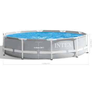 Intex 26701EH Prism Frame Premium Above Ground Swimming Pool Set: 10ft x 30in – Includes 330 GPH Cartridge Filter Pump – SuperTough Puncture Resistant – Rust Resistant – 1185 Gallon Capacity