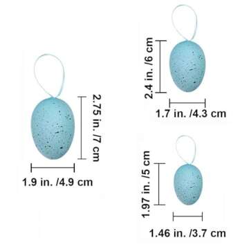 18 Pcs 3 Sizes 6 Colors Hanging Foam Easter Eggs Speckled Eggs Ornaments Decorative Easter Eggs in T...