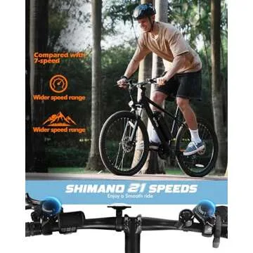 Qlife Racer Electric Bike for Adults - 21-Speed Mountain Lightweight Ebike with Peak 750W 22MPH Brushless Motor, 375Wh Removable Battery, 26X2.1 Tire Step Over E-MTB, Up to 40 Miles,Black