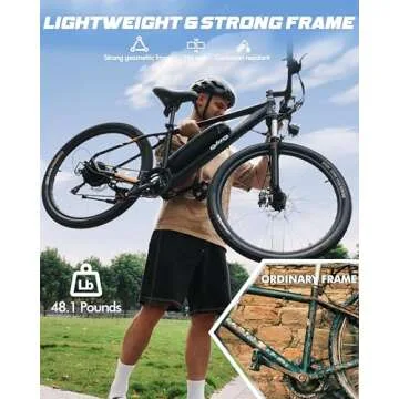 Qlife Racer Electric Bike for Adults - 21-Speed Mountain Lightweight Ebike with Peak 750W 22MPH Brushless Motor, 375Wh Removable Battery, 26X2.1 Tire Step Over E-MTB, Up to 40 Miles,Black