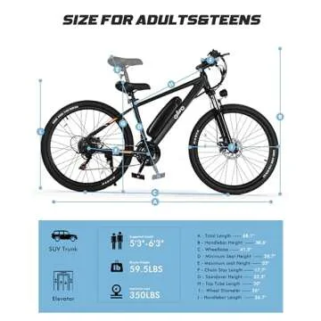 Qlife Racer Electric Bike for Adults - 21-Speed Mountain Lightweight Ebike with Peak 750W 22MPH Brushless Motor, 375Wh Removable Battery, 26X2.1 Tire Step Over E-MTB, Up to 40 Miles,Black