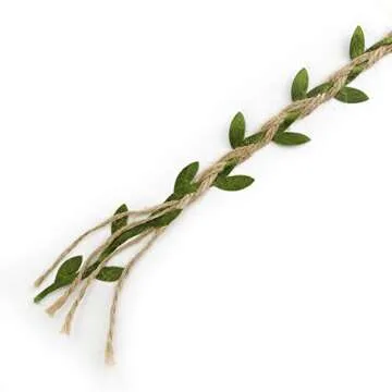 MEEDEE Natural Jute Twine Burlap String Leaf Twine with Twine Vine Green Leaves, 1" x 10 Yards, Perfect for Boho Baby Shower Party Jute Garland Twine Wreath Decorative