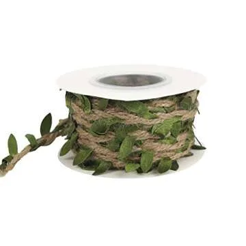 MEEDEE Natural Jute Twine Burlap String Leaf Twine with Twine Vine Green Leaves, 1" x 10 Yards, Perfect for Boho Baby Shower Party Jute Garland Twine Wreath Decorative