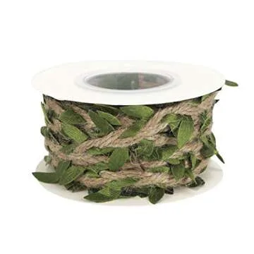 MEEDEE Natural Jute Twine Burlap String Leaf Twine with Twine Vine Green Leaves, 1" x 10 Yards, Perfect for Boho Baby Shower Party Jute Garland Twine Wreath Decorative