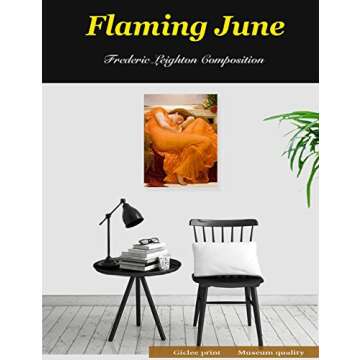 ELITEART-Flaming June By Frederic Leighton Composition Oil Painting Reproduction Giclee Wall Art Canvas Prints