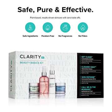 ClarityRx Beauty Basics Kit, Plant Based At Home Nourishing Skin Care Set for All Skin Types, Paraben Free, Natural Skin Care