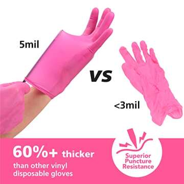 OriStout Disposable Gloves for Women, Pink Vinyl Gloves Disposable Latex Free for Cooking, Food Prep...